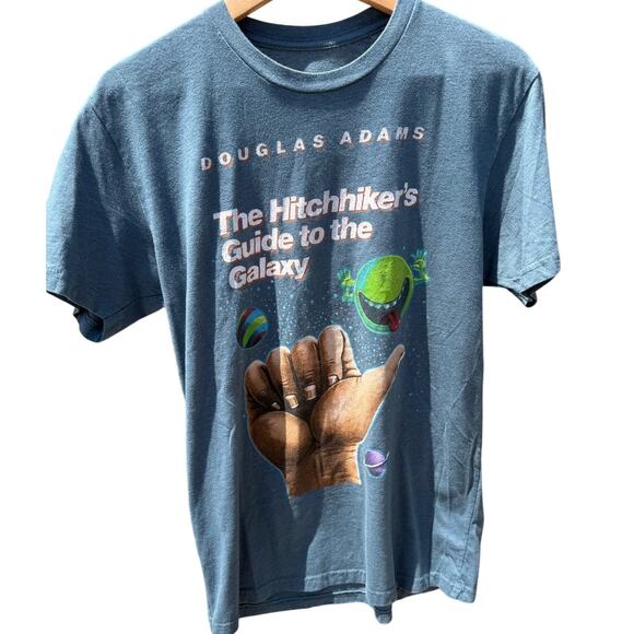 Douglas Adams Hitchhiker's Guide to the Galazy Blue Men's Out of Print Medium - Picture 1 of 5